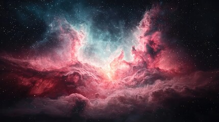Fototapeta premium Cosmic Nebula Exploration - Vibrant Deep Space Texture Background, Generative Ai