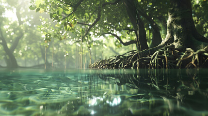 Mangrove Trees Firm Roots in Water Strong Foundations