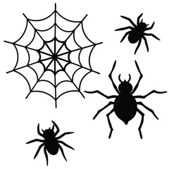 Spider Webs Halloween Vector Elements Set.