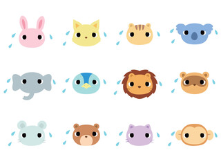 汗をかく動物の顔　アイコンセット