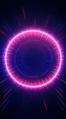 Digital circular neon light abstract graphic poster background