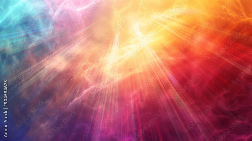 Poster vivid dynamic background with abstract light rays and colorful cosmic energy, great for bold design