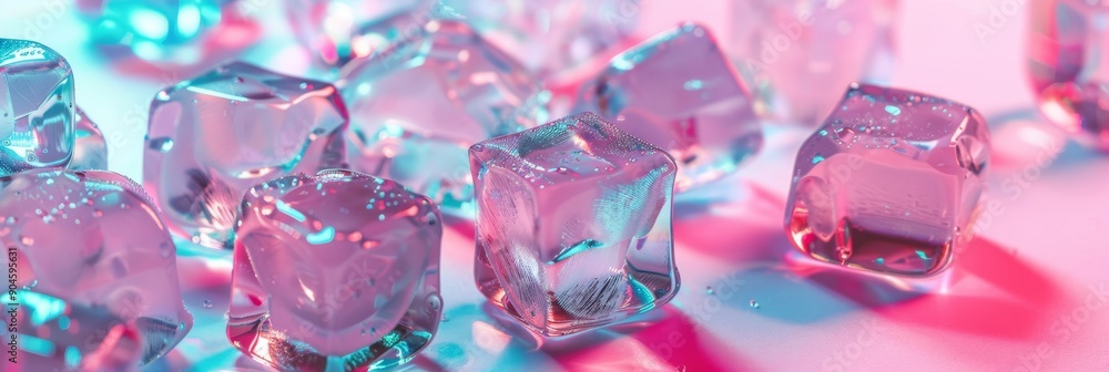 Poster these ice cubes with beautiful and colorful light reflection create unique and captivating shadows