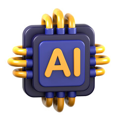 Ai Chip 3D Illustration for uiux, web, app, presentation, etc
