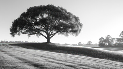 Lonely Trees on Rural Road for Serene Landscape Photography