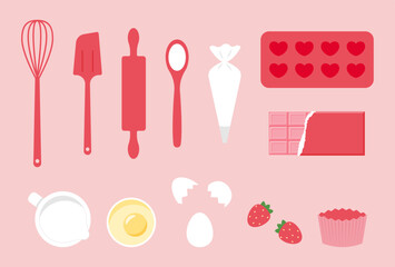 vector illustration of a set of making sweets icons for valentine's day banners, cards, flyers, social media wallpapers, etc.