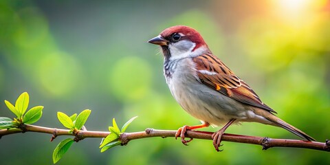 Beautiful sparrow perched on a tree branch in nature, sparrow, bird, branch, nature, wildlife, small, feathers