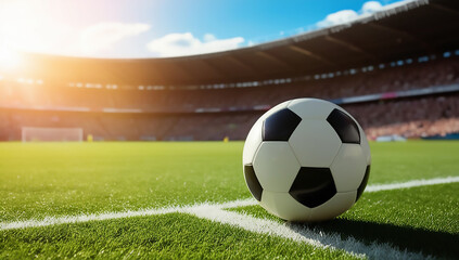football in stadium and background is blurred soccer FIFA worldcup