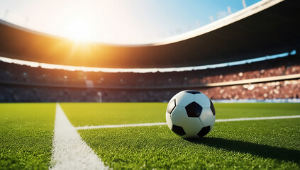 football in stadium and background is blurred soccer FIFA worldcup