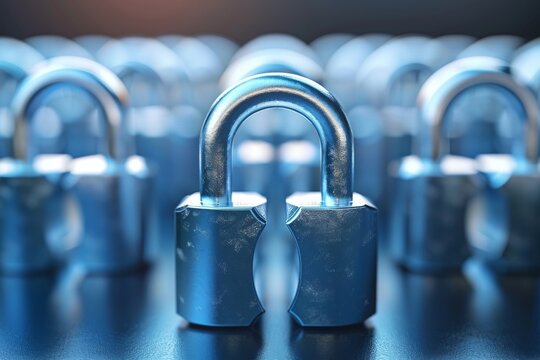 Sleek Black Padlocks on a Corporate Data Server, Representing Data Privacy and Security Measures