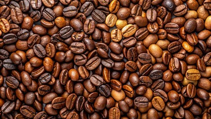 Fototapeta premium Coffee beans background with roasted and unroasted beans, perfect for coffee shop advertisements or blog posts, coffee