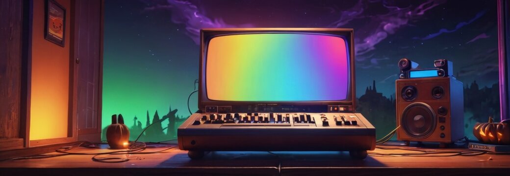Retro Computer with Rainbow Screen.