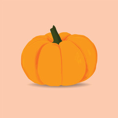 Vibrant orange pumpkin vector with a charming dark green stalk, perfect for adding a touch of autumn elegance