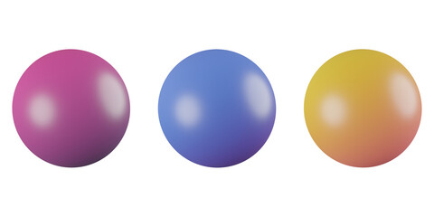 set of 3D Sphere, 3d icon illustration, transparent background