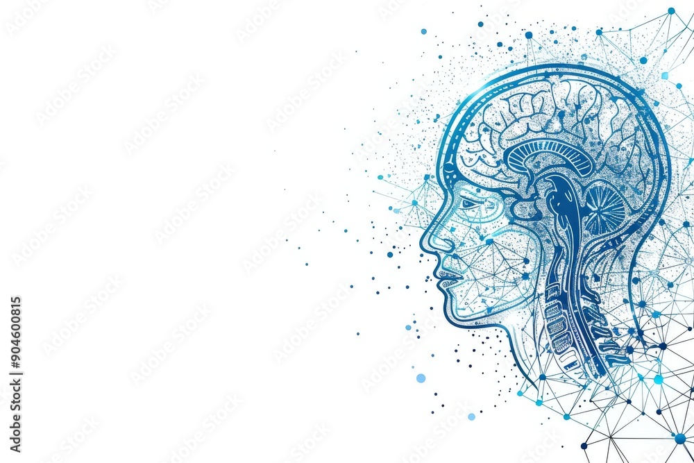 Aufkleber artistic representation of a neural network, merging art and science in cognitive research