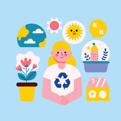 child with flowers in the pot