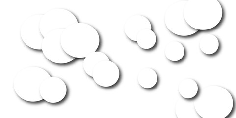 Abstract white bubble pattern with blank or transparent layers geometric circle shape with shadow in white background. abstract background with minimal tech lines and white light grey shadows design.
