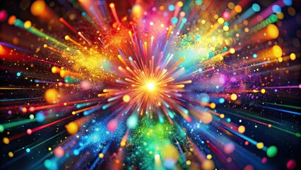 Fototapeta premium Vibrant burst of colorful, defocused particles, energy, vibrant, burst, defocused, lively, abstract, motion