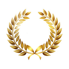 Golden laurel wreath award on transparent background