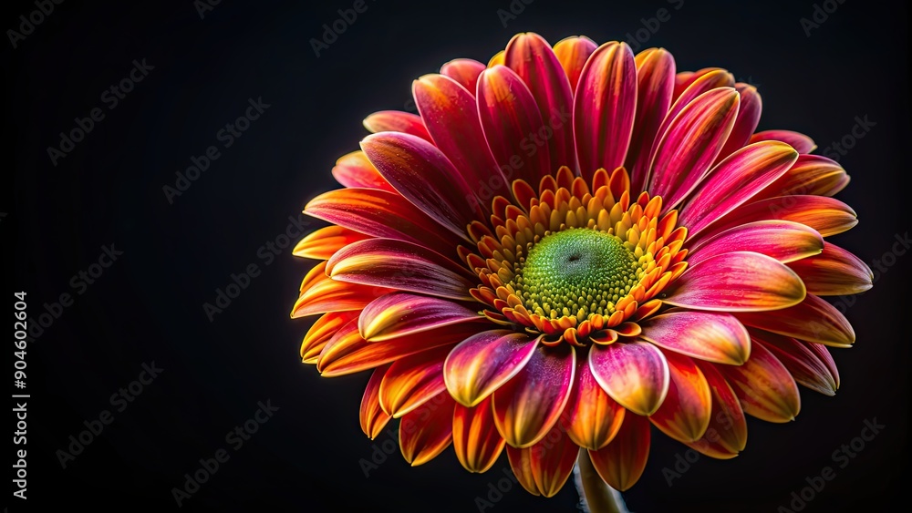 Canvas Prints Close-up of vibrant flower on black background, flower, close-up, vibrant, colorful, petal, bloom, nature, black background