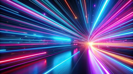 Futuristic neon light streaks creating a dynamic and fast motion , futuristic, neon, light, streaks, dynamic, speed