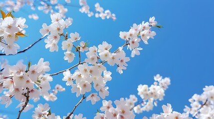 a lot of sakura, blue sky