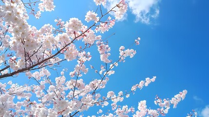 a lot of sakura, blue sky