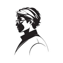 Students silhouette vector with white Background