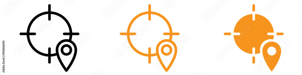 Leinwandbilder crosshair location pin icon set precision and targeting illustrations for navigation and maps