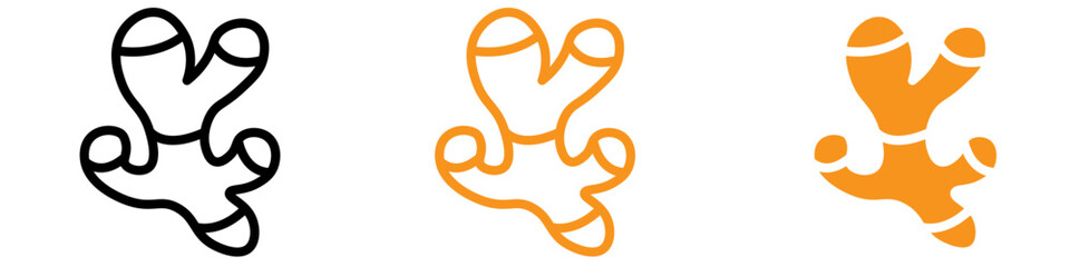 Ginger Icon Set Root Spice Illustrations for Culinary and Health Projects
