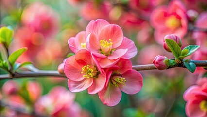 Selective-focus shot of a delicate pink flower of Flowering quince, nature, beauty, springtime, close-up, soft, blur, pink, petal