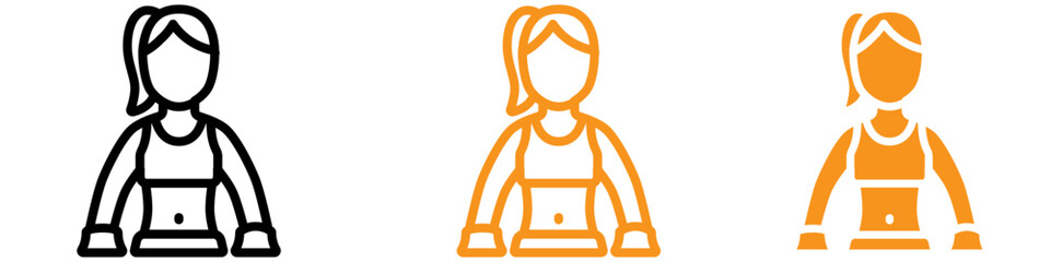 Boxer Woman Icon Set Female Athlete Illustrations for Sports and Fitness Projects