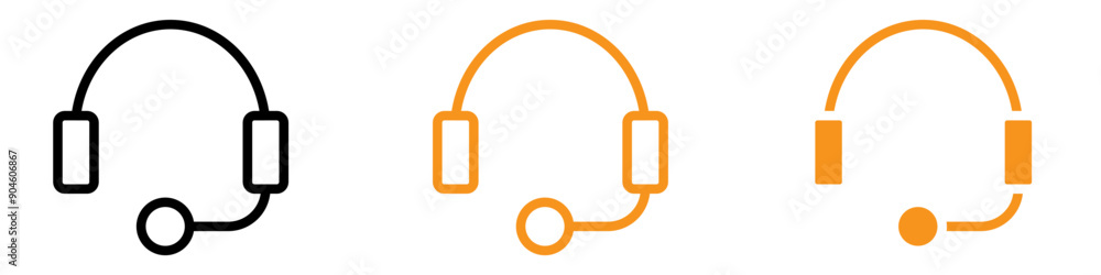 Aufkleber helpdesk headphone icon set customer service illustrations for communication and support
