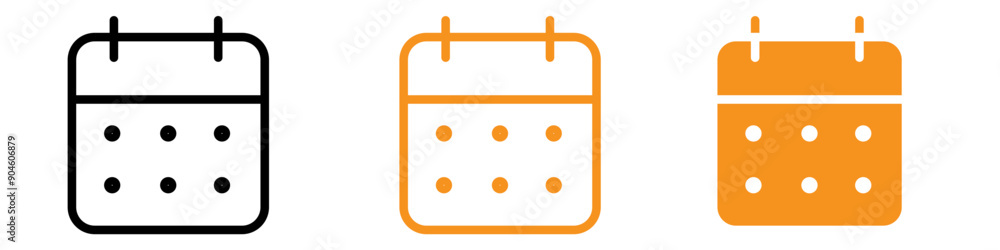 Poster calendar icon set date and scheduling symbols for planning and time management
