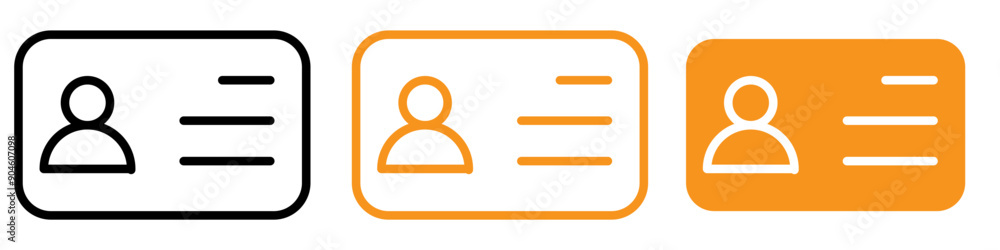 Poster identification card icon set personal id illustrations for security and administration