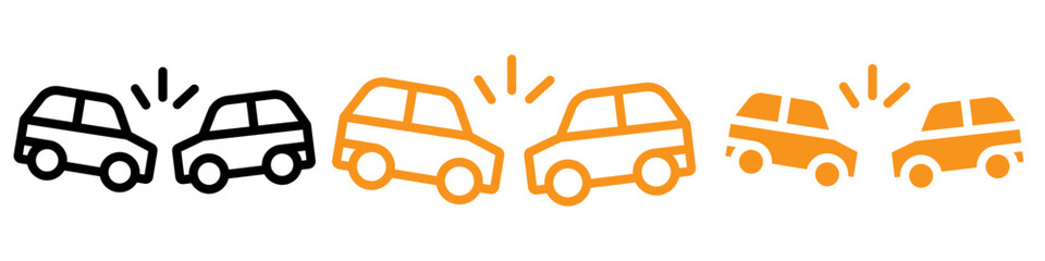 Car Accident Icon Set Road Safety Symbols for Traffic Awareness and Prevention