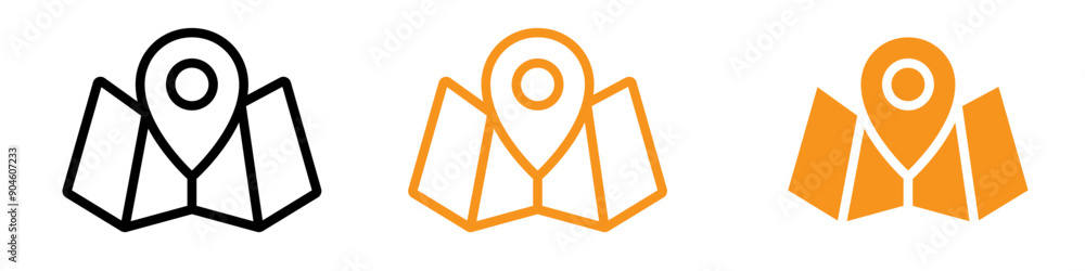 Poster pin on a map icon set location marker illustrations for navigation and travel