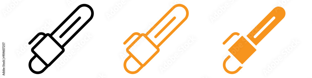 Poster chainsaw icon set logging and cutting tool illustrations for forestry and construction