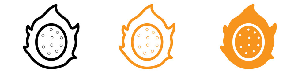 Pitaya Icon Set Dragon Fruit Illustrations for Food and Nutrition Projects