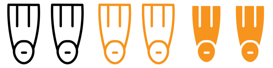 Swimming Flippers Icon Set Diving Equipment Illustrations for Water Sports © Hindi