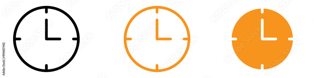 Poster clock icon set time management illustrations for scheduling and planning projects