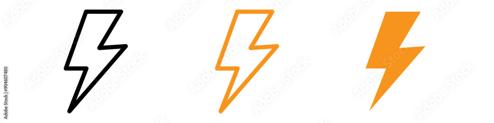 Poster thunder lightning icon set weather illustrations for storm and nature projects