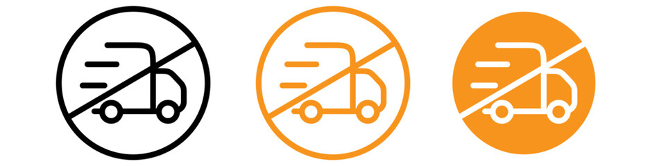 Forbidden Fast Truck Icon Set Speeding Prohibition Illustrations for Road Safety