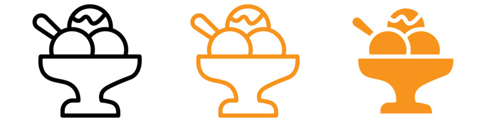 Gelato Ice Cream Icon Set Dessert Illustrations for Food and Culinary Projects