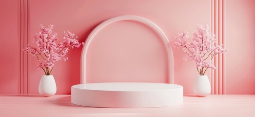 Podium for product display in a blank, whimsical theme, emphasizing playful and imaginative designs