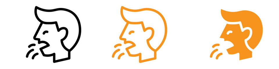 Man Coughs Icon Set Health and Illness Illustrations for Medical and Awareness Projects