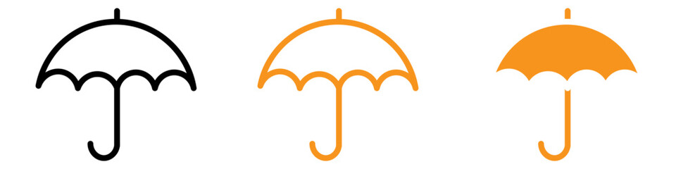 Umbrella Icon Set Weather Protection Illustrations for Rain and Outdoor
