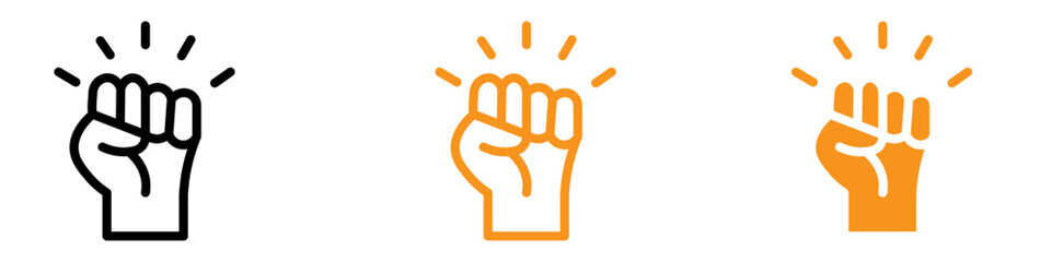 Raised Fists Icon Set Solidarity and Protest Illustrations for Social Justice