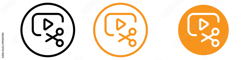 Poster video editor icon set multimedia editing illustrations for creative projects