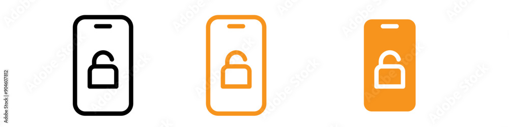 Poster Mobile Unlock Icon Set Security and Access Illustrations for Technology Projects